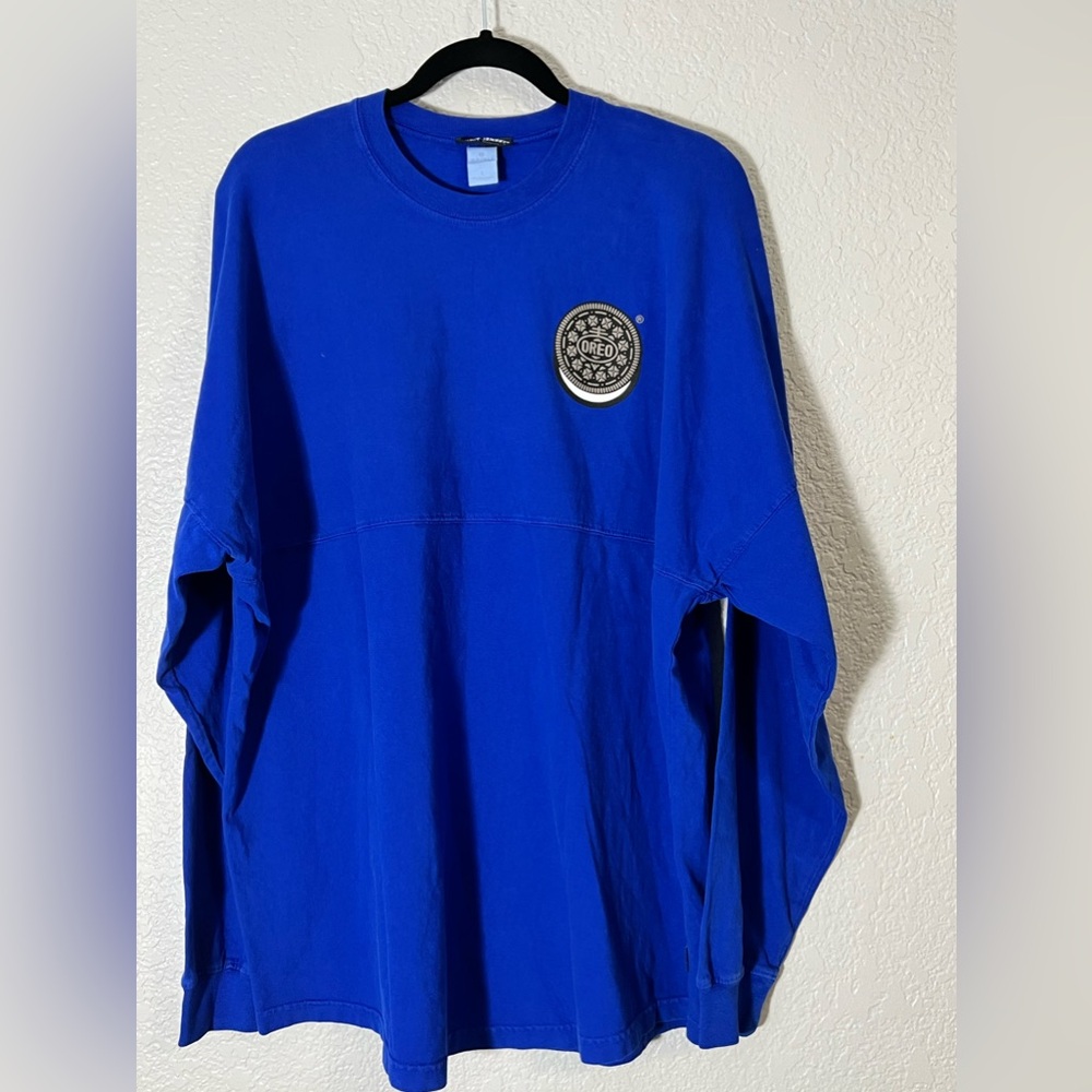 Oreo spirit Jersey long sleeve shirt 100% cotton blue Oreo print size Large‎